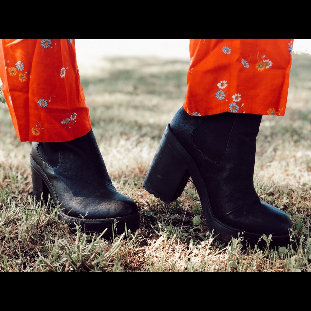 Black platform boots